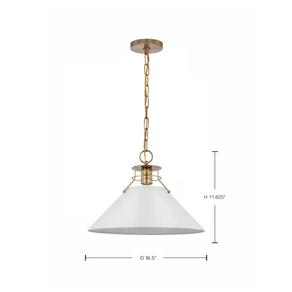 Outpost Large Pendant - Matte White with Burnished Brass - Image 7