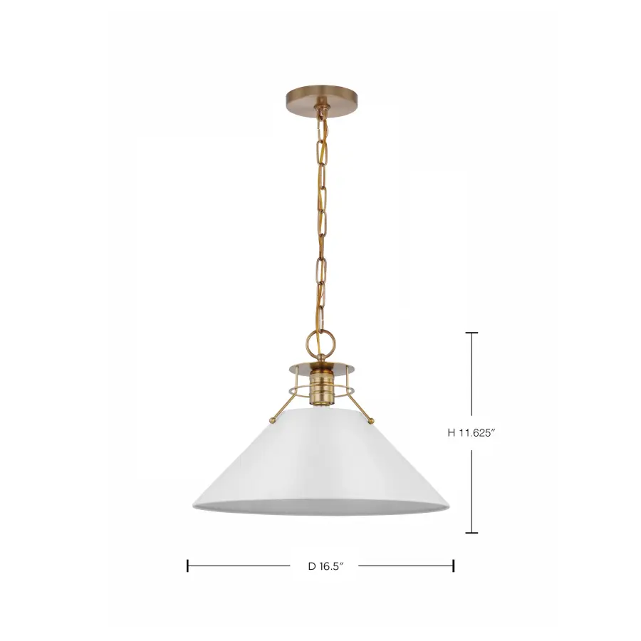 Outpost Large Pendant - Matte White with Burnished Brass - Image 7
