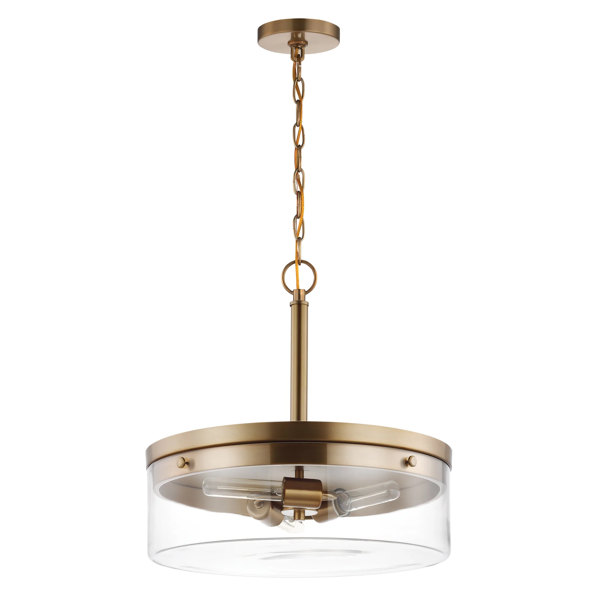 Intersection 3-Light Pendant in Burnished Brass with Clear Glass