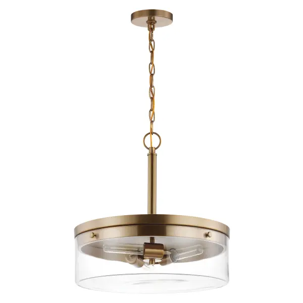 The Intersection pendant masterfully blends industrial, modern, and chic aesthetics with its burnished brass finish and clear glass shades. Perfect for showcasing vintage filament bulbs, this fixture adds nostalgic warmth while maintaining contemporary appeal.
