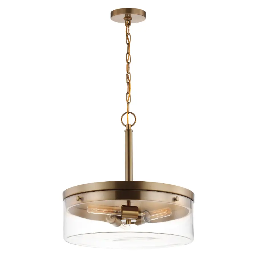 Intersection 3-Light Pendant in Burnished Brass with Clear Glass - Image 2