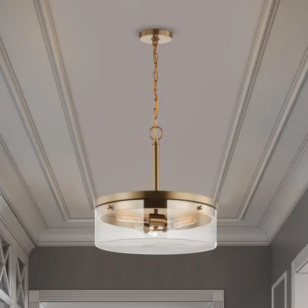Intersection 3-Light Pendant in Burnished Brass with Clear Glass - Image 4