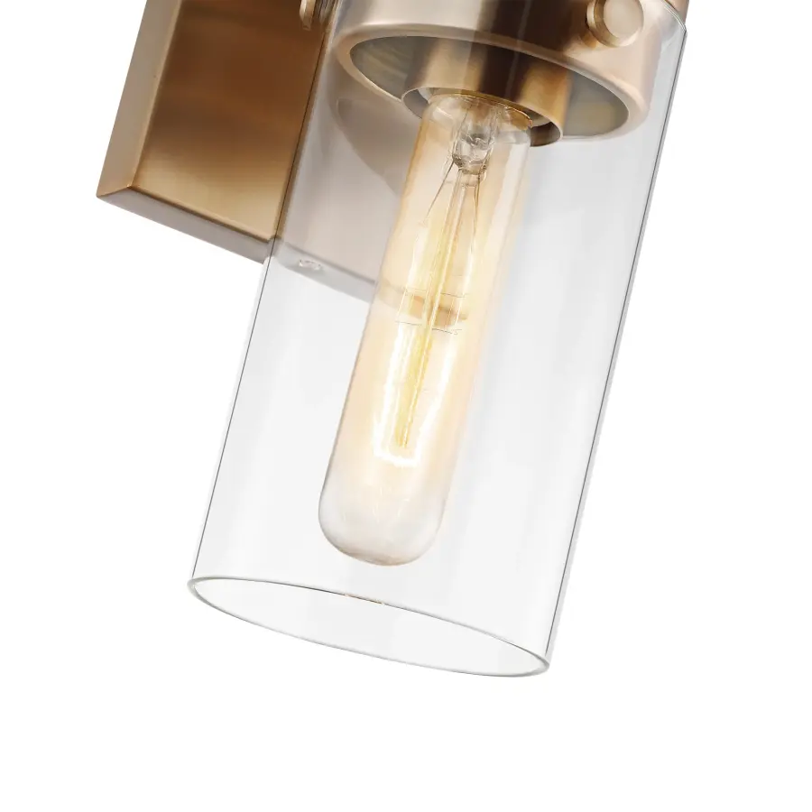 Intersection 1-Light Vanity in Burnished Brass with Clear Glass - Image 4