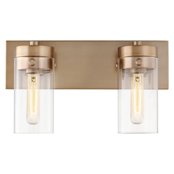 Intersection 2-Light Vanity in Burnished Brass with Clear Glass - Image 3