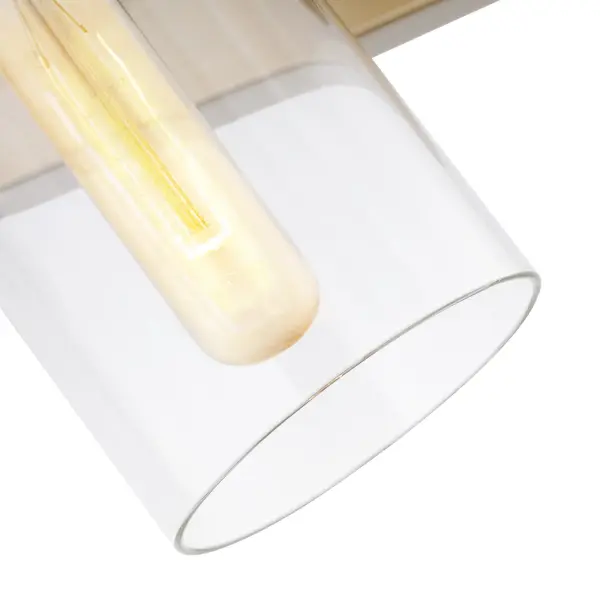 Intersection 2-Light Vanity in Burnished Brass with Clear Glass - Image 4