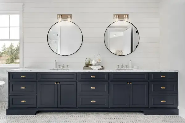 Intersection 2-Light Vanity in Burnished Brass with Clear Glass - Image 5