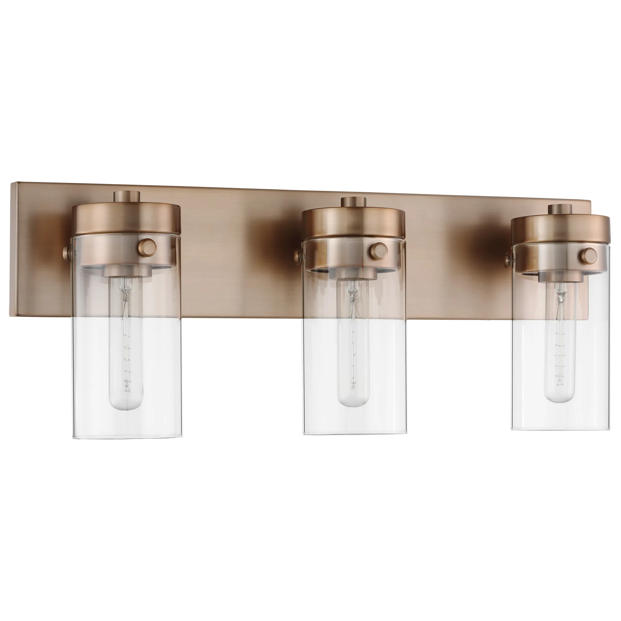 Intersection 3-Light Vanity in Burnished Brass with Clear Glass