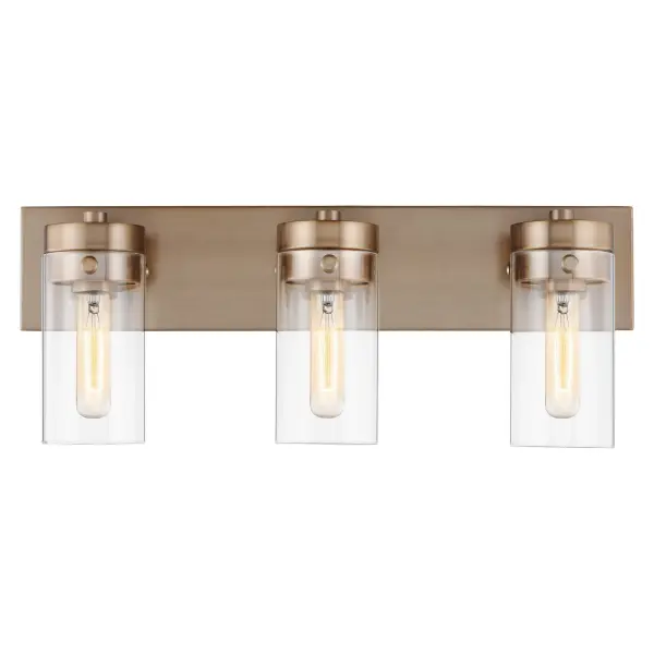 Intersection 3-Light Vanity in Burnished Brass with Clear Glass - Image 3