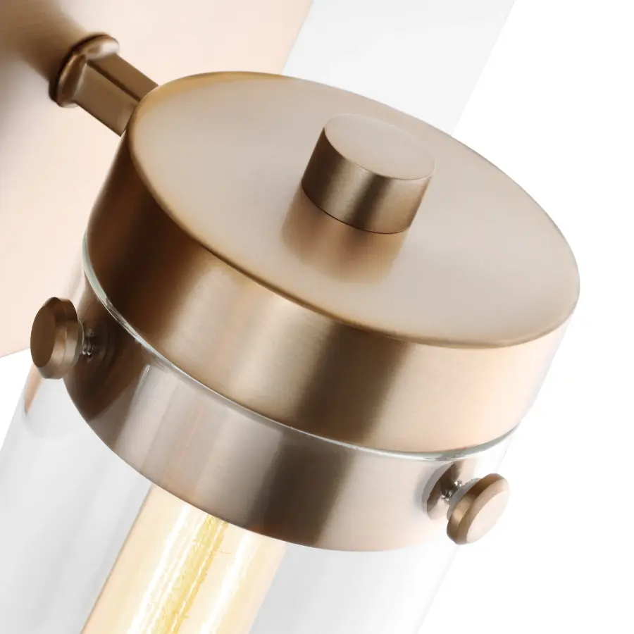 Intersection 3-Light Vanity in Burnished Brass with Clear Glass - Image 4