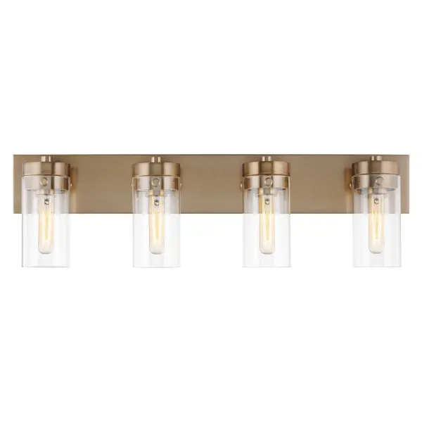 Intersection 4-Light Vanity in Burnished Brass with Clear Glass - Image 3