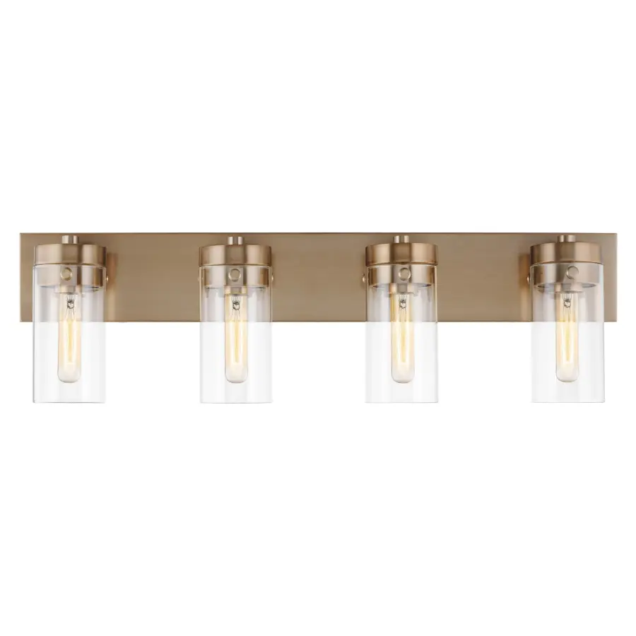 Intersection 4-Light Vanity in Burnished Brass with Clear Glass - Image 3