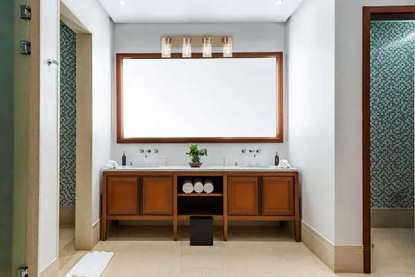 Intersection 4-Light Vanity in Burnished Brass with Clear Glass - Image 5