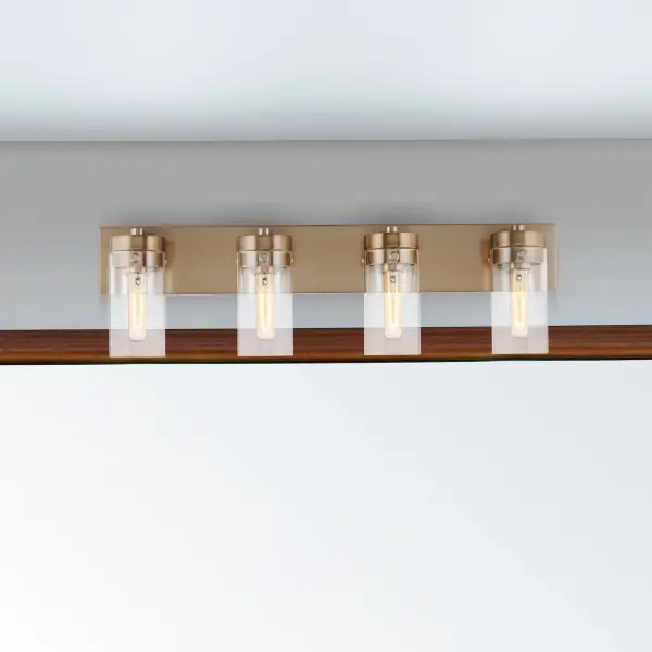Intersection 4-Light Vanity in Burnished Brass with Clear Glass - Image 6