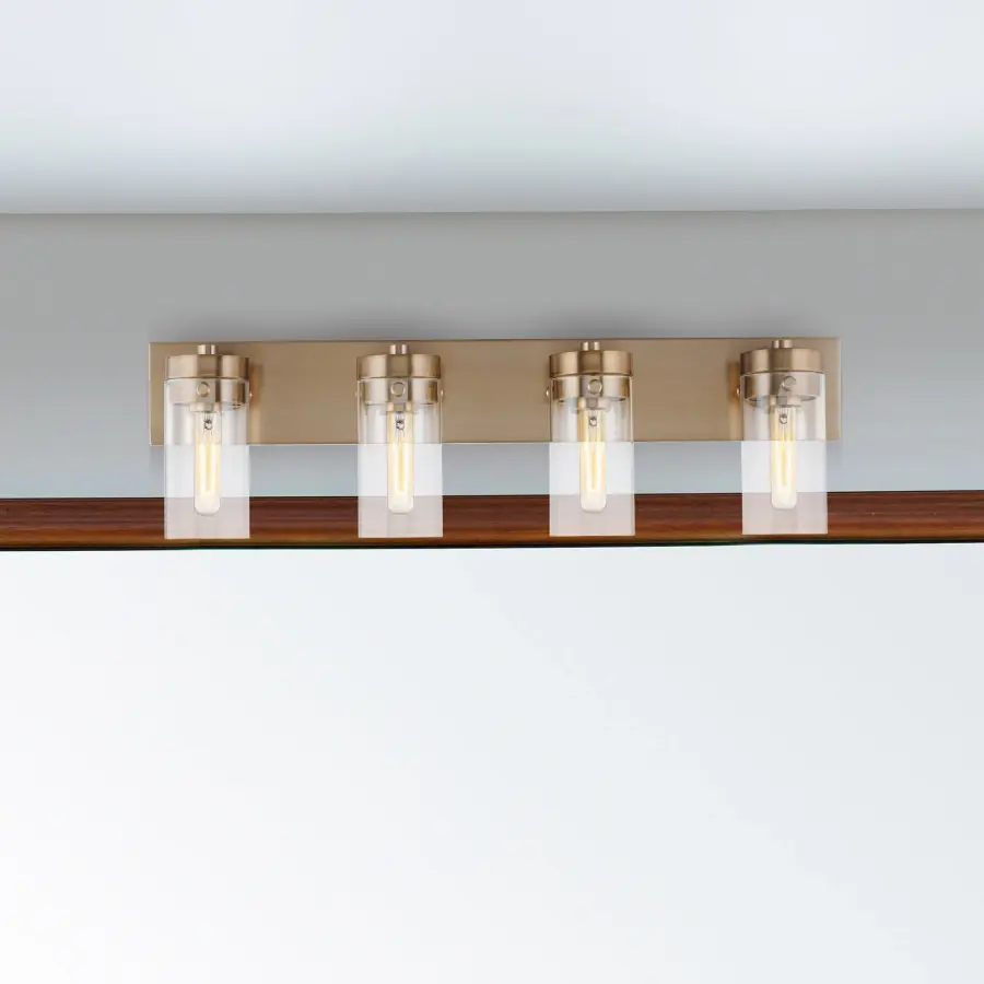 Intersection 4-Light Vanity in Burnished Brass with Clear Glass - Image 6