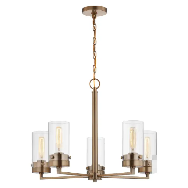 Intersection 5-Light Chandelier in Burnished Brass with Clear Glass - Image 3
