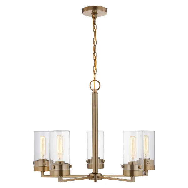 Intersection 5-Light Chandelier in Burnished Brass with Clear Glass - Image 4