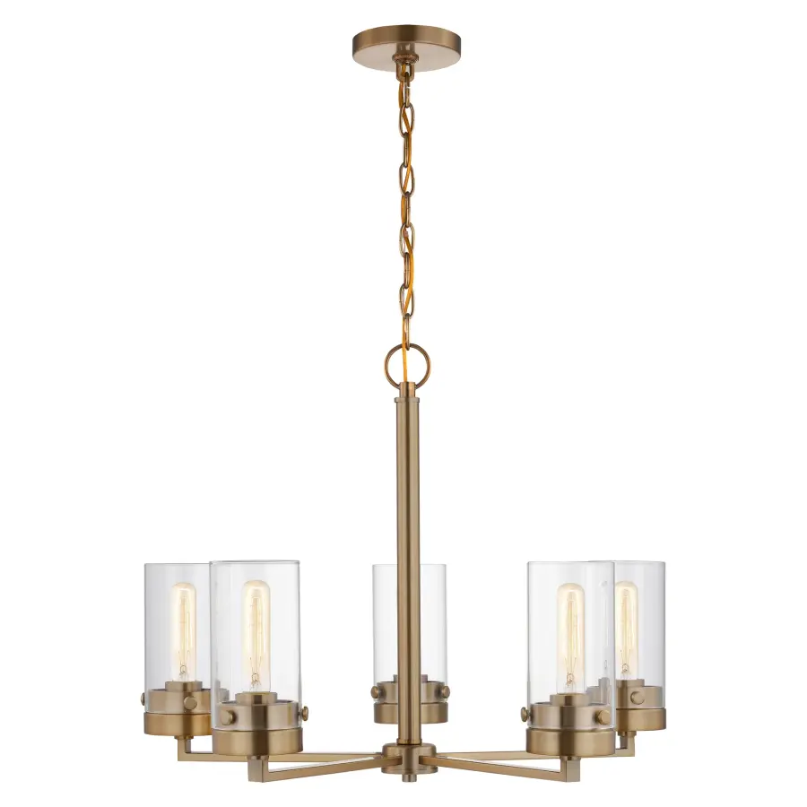 Intersection 5-Light Chandelier in Burnished Brass with Clear Glass - Image 4