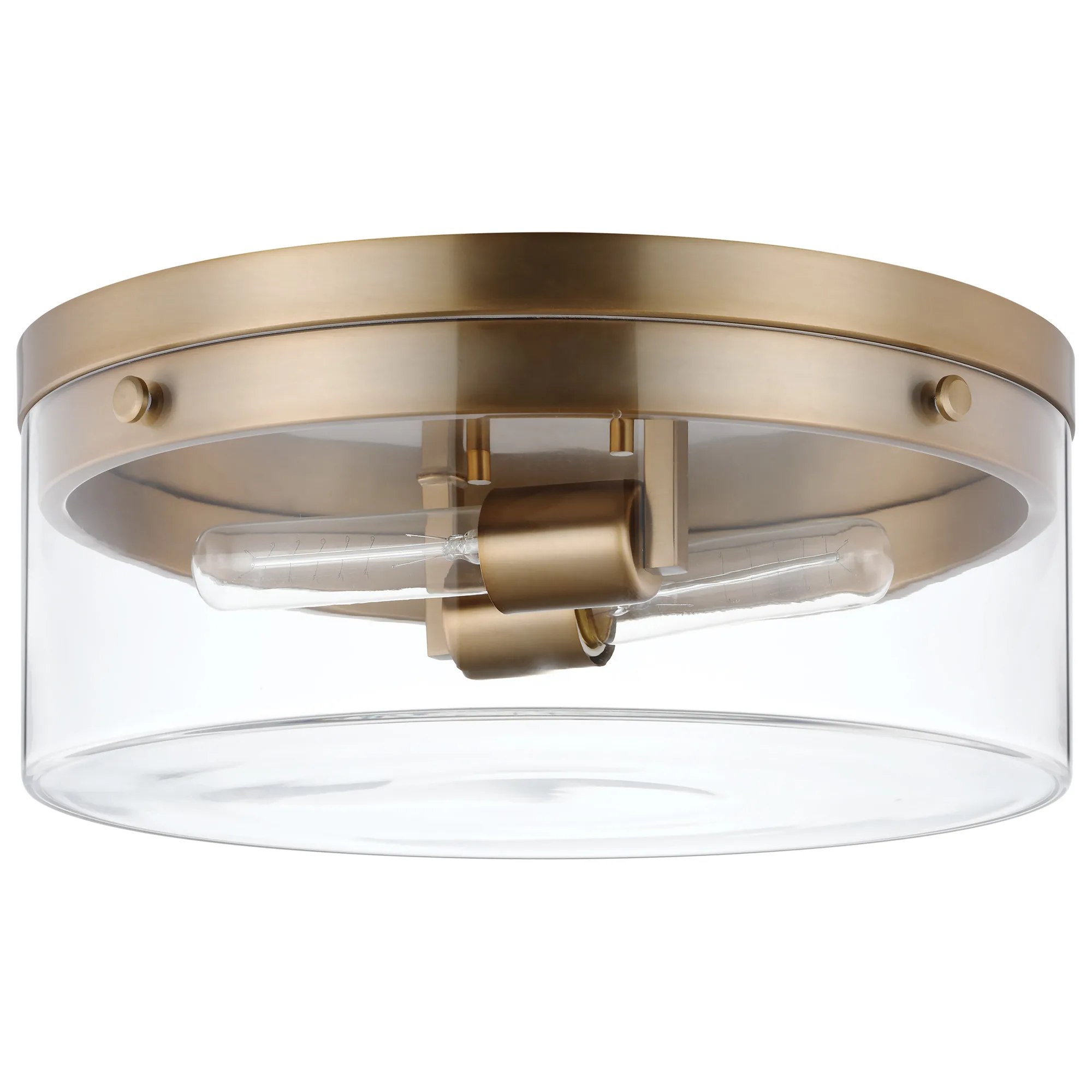 Intersection Small Flush Mount - Burnished Brass with Clear Glass