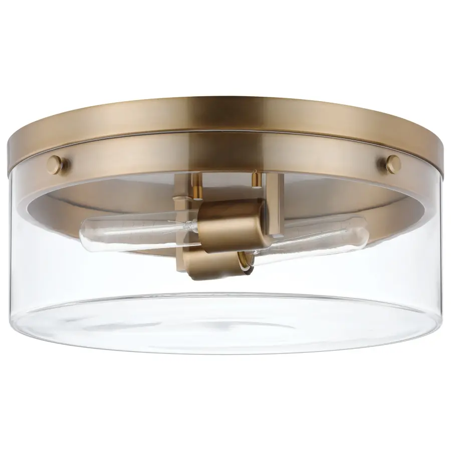 Intersection Small Flush Mount - Burnished Brass with Clear Glass - Image 1