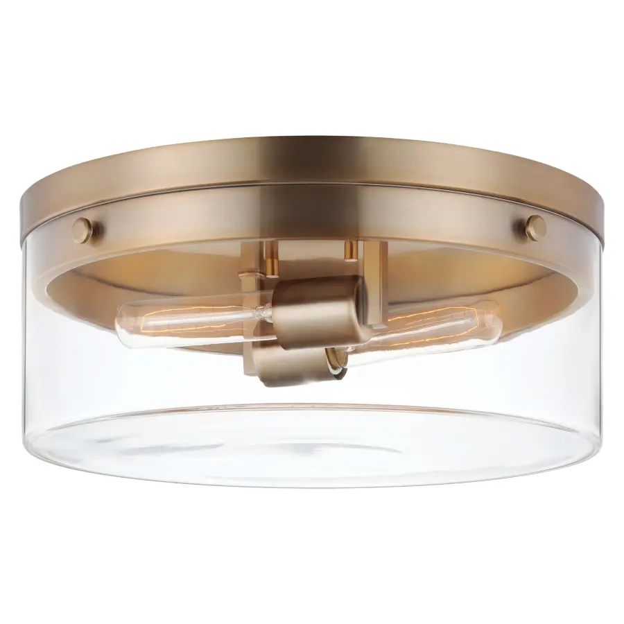 Intersection Small Flush Mount - Burnished Brass with Clear Glass - Image 2