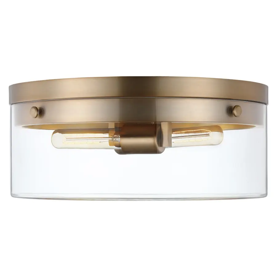 Intersection Small Flush Mount - Burnished Brass with Clear Glass - Image 3