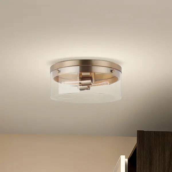 Intersection Small Flush Mount - Burnished Brass with Clear Glass - Image 6