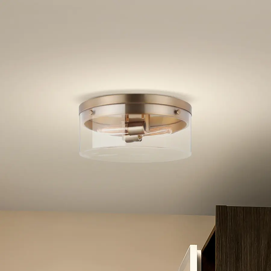 Intersection Small Flush Mount - Burnished Brass with Clear Glass - Image 6