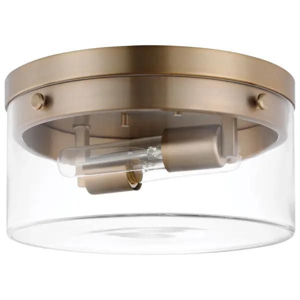 Intersection Medium Flush Mount - Burnished Brass with Clear Glass - Image 1