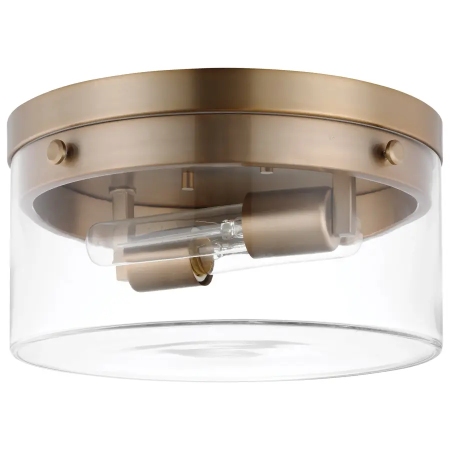 Intersection Medium Flush Mount - Burnished Brass with Clear Glass - Image 1