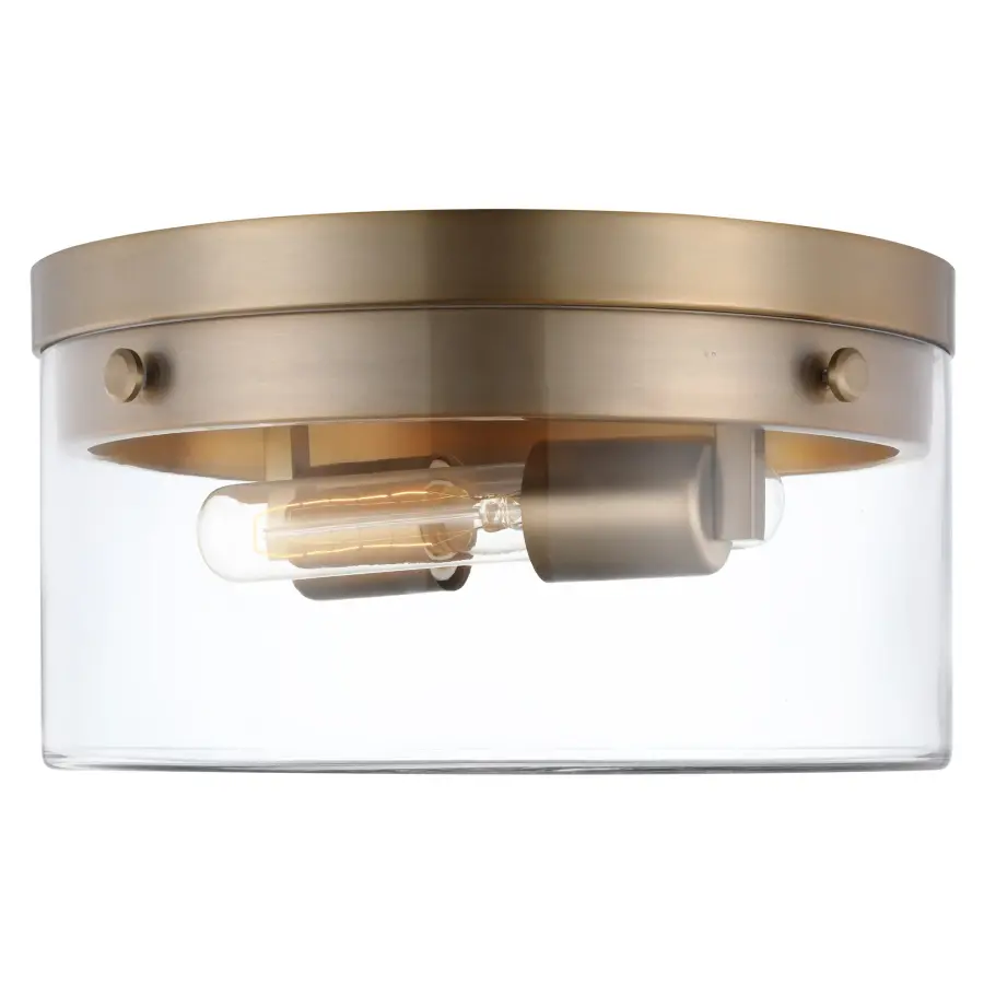 Intersection Medium Flush Mount - Burnished Brass with Clear Glass - Image 3