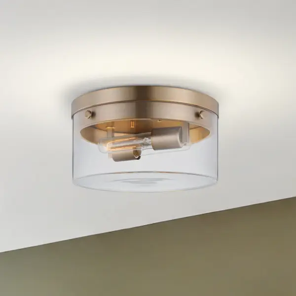 Intersection Medium Flush Mount - Burnished Brass with Clear Glass - Image 6