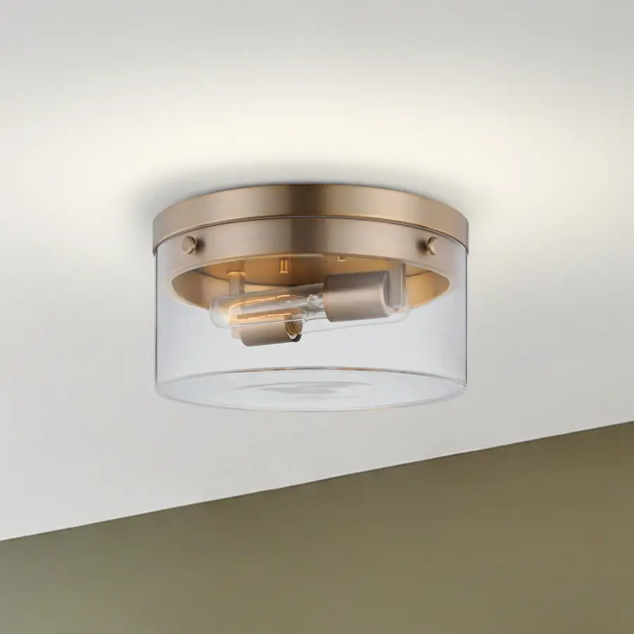 Intersection Medium Flush Mount - Burnished Brass with Clear Glass - Image 6