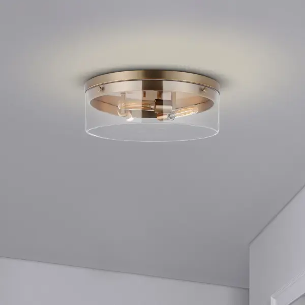 Intersection Large Flush Mount - Burnished Brass with Clear Glass - Image 6
