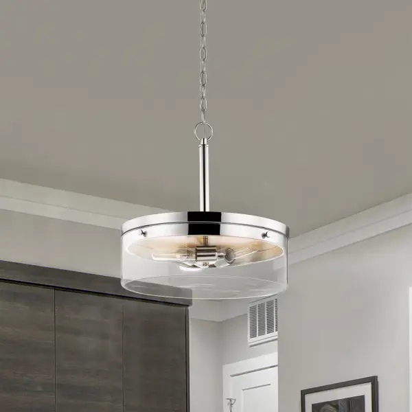 Intersection 3-Light Pendant in Polished Nickel with Clear Glass - Image 4