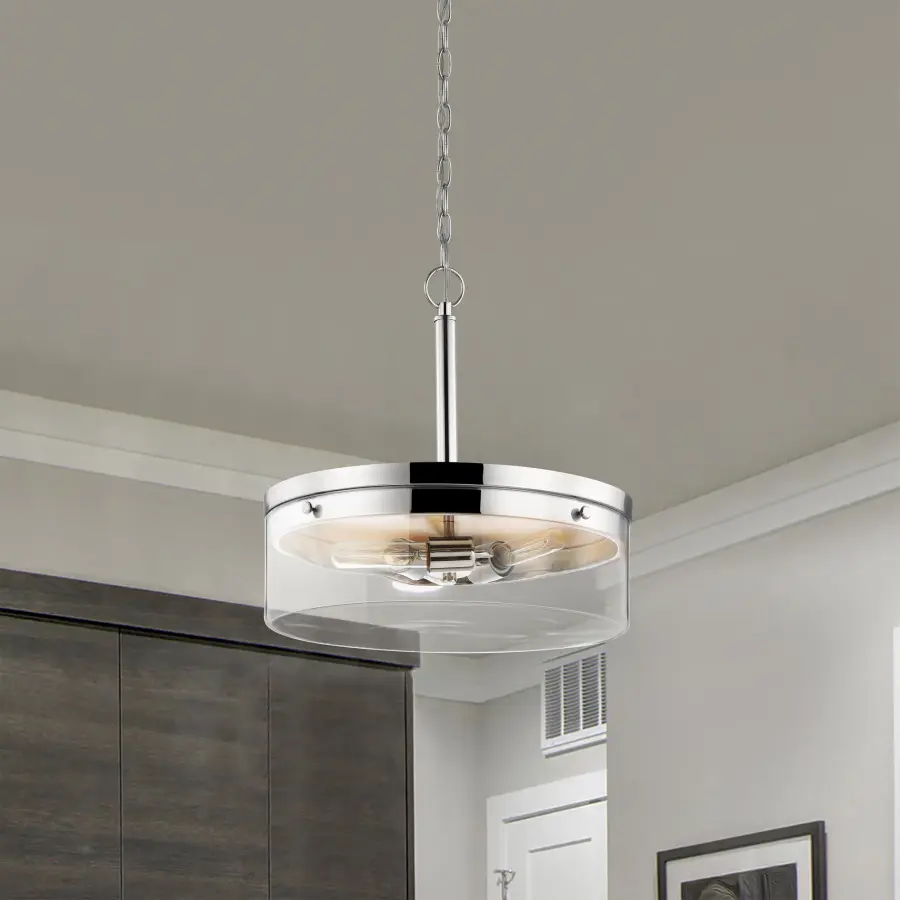 Intersection 3-Light Pendant in Polished Nickel with Clear Glass - Image 4