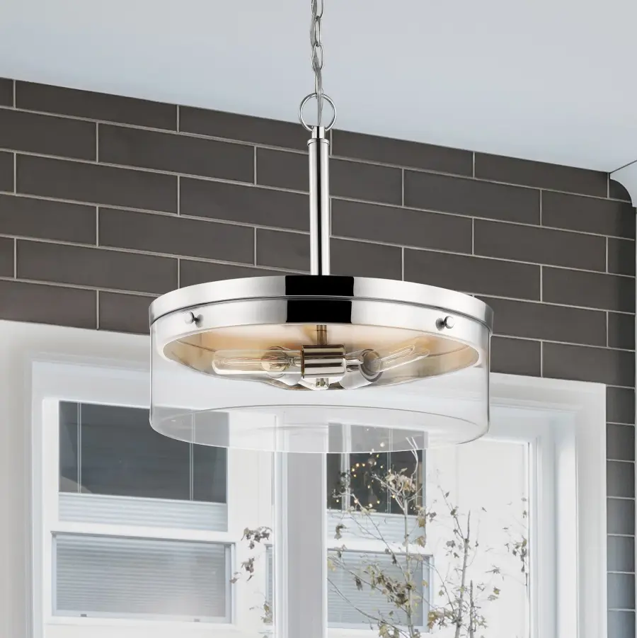Intersection 3-Light Pendant in Polished Nickel with Clear Glass - Image 6