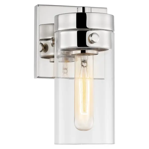 Intersection 1-Light Vanity Sconce in Polished Nickel with Clear Glass - Image 2