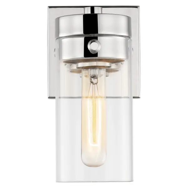 Intersection 1-Light Vanity Sconce in Polished Nickel with Clear Glass - Image 3