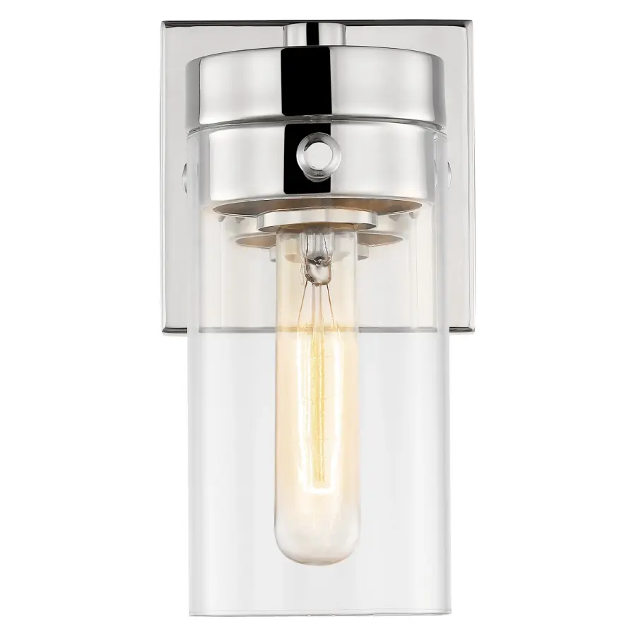 Intersection 1-Light Vanity Sconce in Polished Nickel with Clear Glass - Image 3