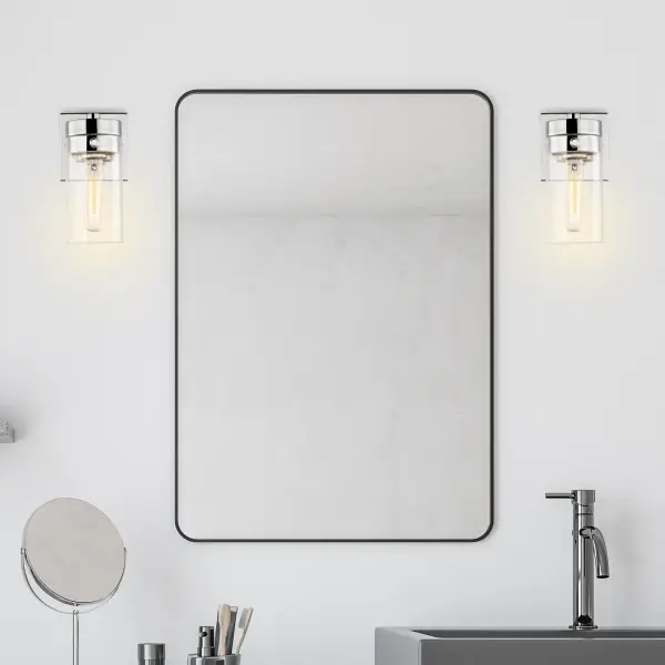 Intersection 1-Light Vanity Sconce in Polished Nickel with Clear Glass - Image 6