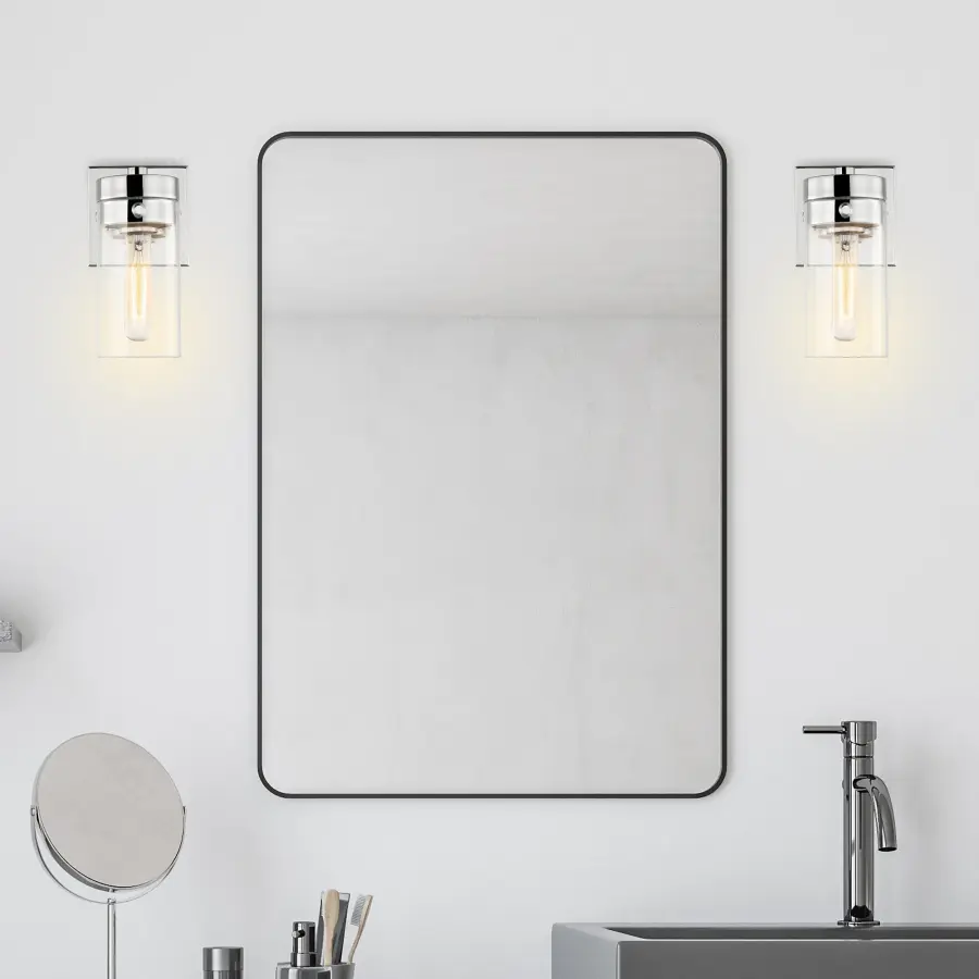 Intersection 1-Light Vanity Sconce in Polished Nickel with Clear Glass - Image 6