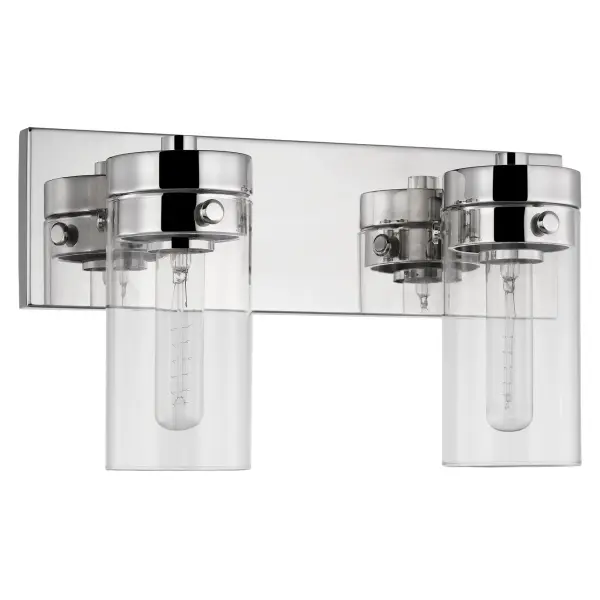 Intersection 2-Light Vanity in Polished Nickel with Clear Glass - Image 1