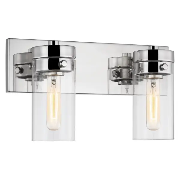 Intersection 2-Light Vanity in Polished Nickel with Clear Glass - Image 2