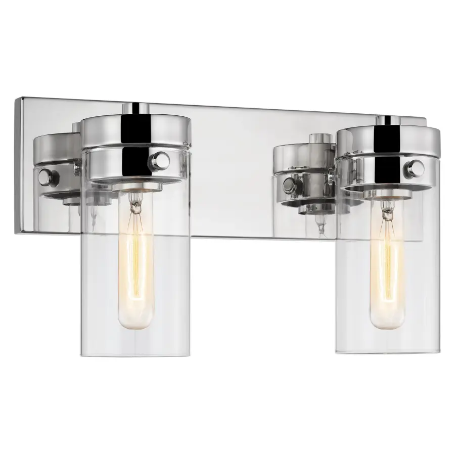 Intersection 2-Light Vanity in Polished Nickel with Clear Glass - Image 2