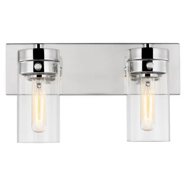 Intersection 2-Light Vanity in Polished Nickel with Clear Glass - Image 3