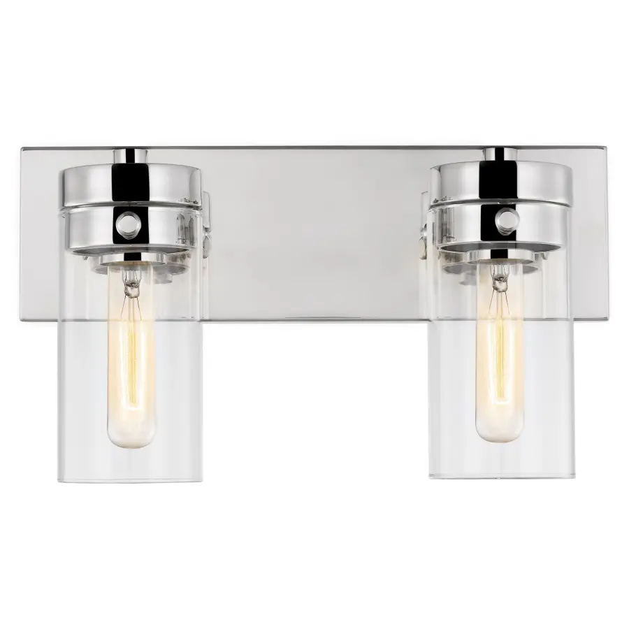 Intersection 2-Light Vanity in Polished Nickel with Clear Glass - Image 3