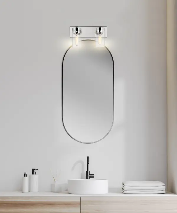 Intersection 2-Light Vanity in Polished Nickel with Clear Glass - Image 5