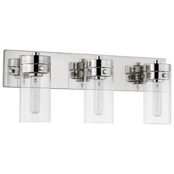 Intersection 3-Light Vanity in Polished Nickel with Clear Glass - Image 1