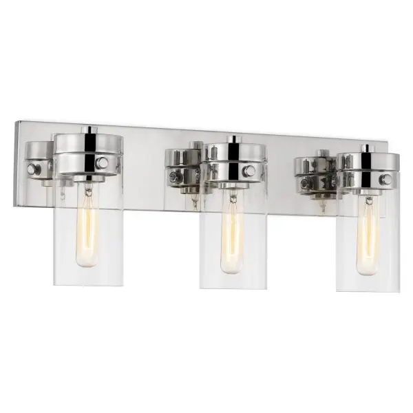 Intersection 3-Light Vanity in Polished Nickel with Clear Glass - Image 2