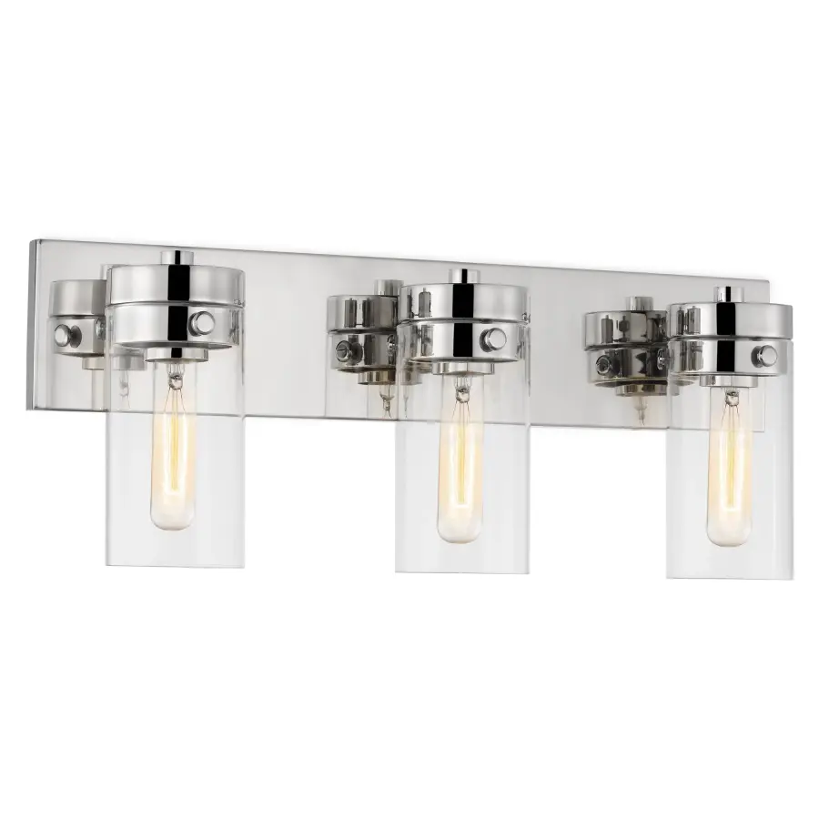 Intersection 3-Light Vanity in Polished Nickel with Clear Glass - Image 2